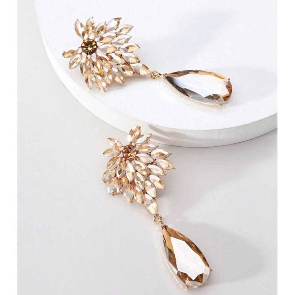 Elegant Glass Natural Earrings Champagne